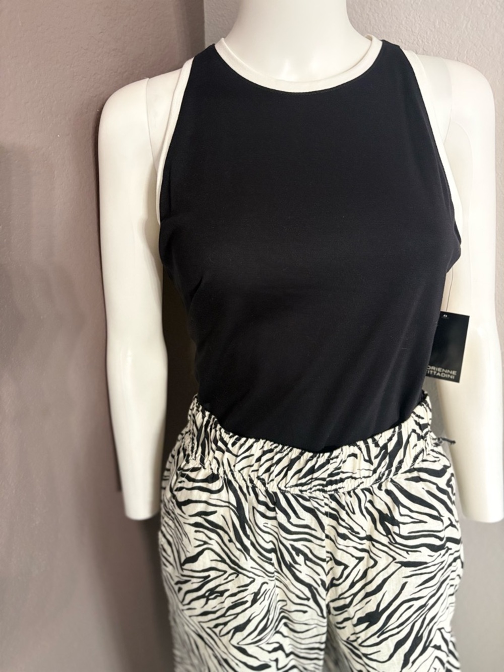 Adrienne Vittadini Black and White Tank